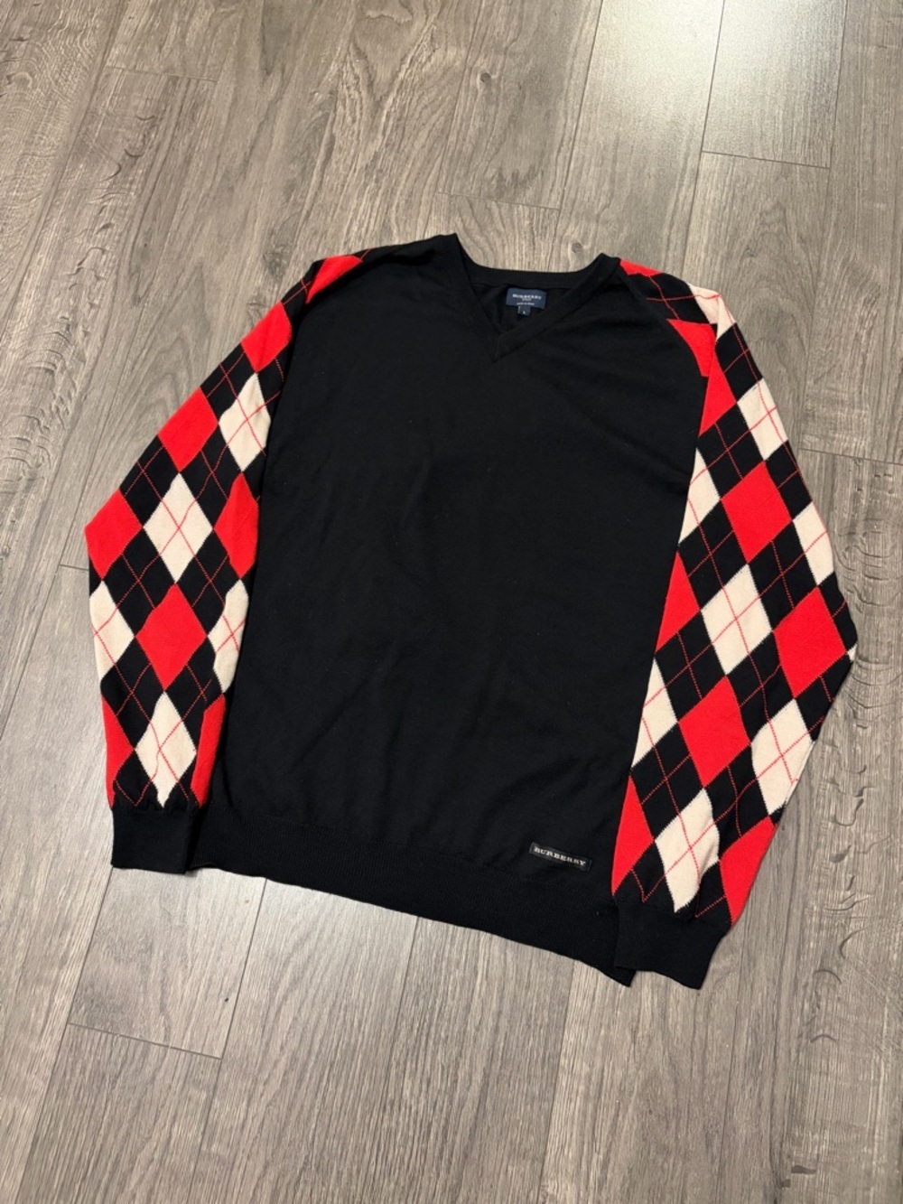 Vintage Burberry golf Men's Black merino wool Sweater